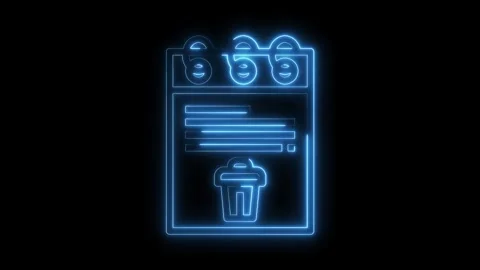 Neon notebook with delete icon glowing on black background animated concept Stock Footage 322973521