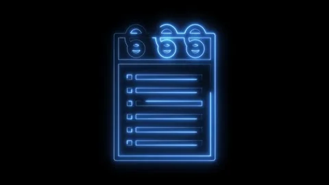 Neon notebook with to do list animation on black background glowing effect Stock Footage 322973488
