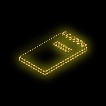 Neon notepad glowing on black background Stock Illustration