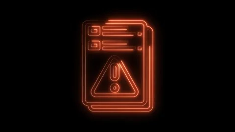 Neon notification alert glowing abstract warning document file error data Stock Footage 322971582
