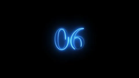 Neon number 06 animated video Stock Footage 294532090