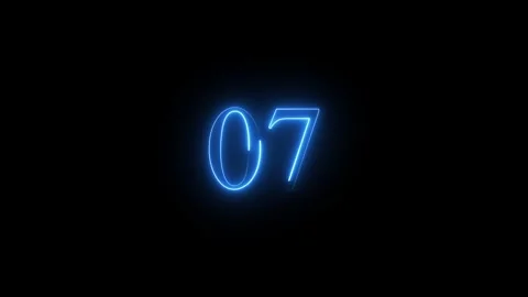 Neon number 07 animated video Stock Footage 294532097