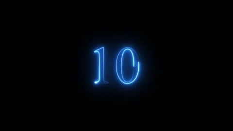 Neon number 10 animated video Stock Footage 294532113