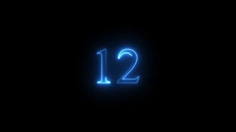 Neon number 12 animated video Stock Footage 293727396