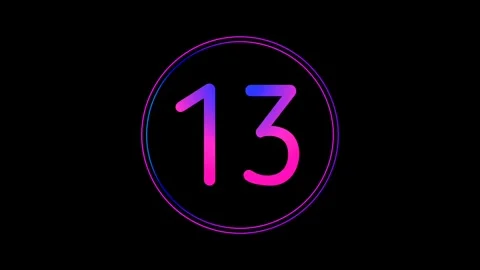 Neon Number 13 Animation Glowing Gradient Blue Pink Digital Futuristic LED Stock Footage 333938897