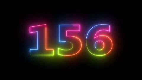 Neon number 156 countdown timer Vidéo 330556367