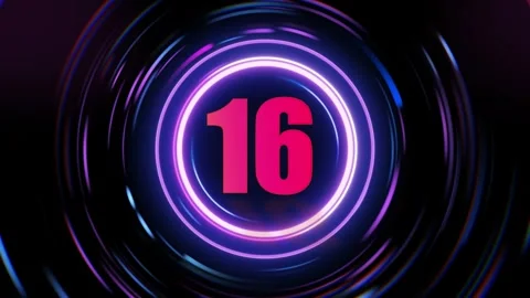 Neon number 16 animation Stock Footage 337602655