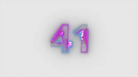 Neon number 41 with alpha channel, number forty one Stock Footage 259730147