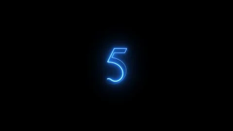 Neon number 5 animated video Stock Footage 294532087