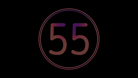 Neon Number 55 Animation Glowing flicking Gradient Blue Pink Digital Futuristic Stock Footage 341502499