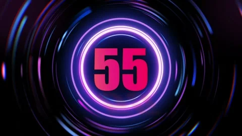 Neon number 55 in motion with purple Stock Footage 337611652