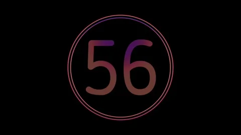 Neon Number 56 Animation Glowing flicking Gradient Blue Pink Digital Futuristic Stock Footage 341503577