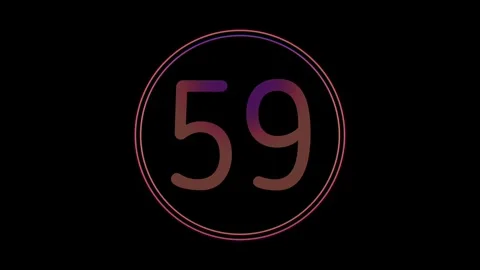 Neon Number 59 Animation Glowing flicking Gradient Blue Pink Digital Futuristic Stock Footage 341498447