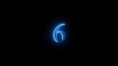 Neon number 6 animated video Stock Footage 294532083