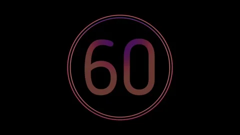 Neon Number 60 Animation Glowing flicking Gradient Blue Pink Digital Futuristic Stock Footage 341498490