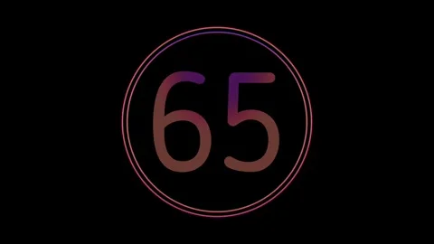 Neon Number 65 Animation Glowing flicking Gradient Blue Pink Digital Futuristic Stock Footage 341487843