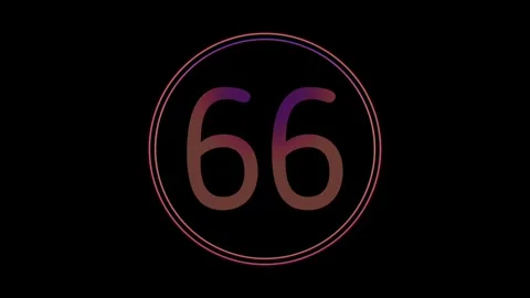 Neon Number 66 Animation Glowing flicking Gradient Blue Pink Digital Futuristic Stock Footage 341487836