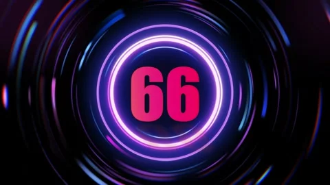 Neon number 66 light effect animation Stock Footage 337602682