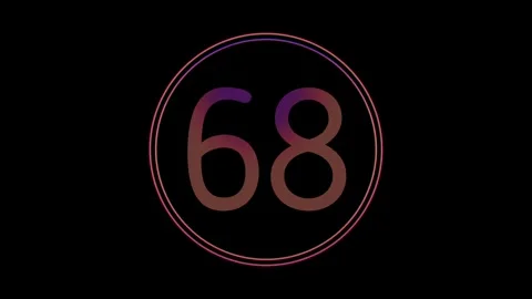 Neon Number 68 Animation Glowing flicking Gradient Blue Pink Digital Futuristic Stock Footage 341493710