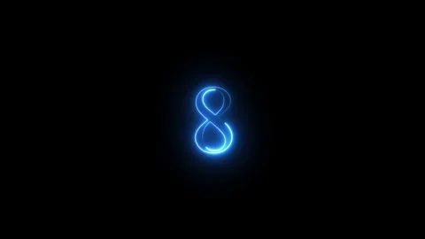 Neon number 8 animated video Stock Footage 294532109