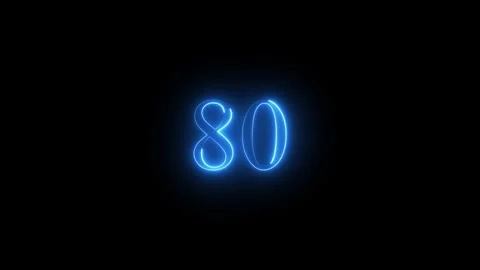 Neon number 80 animated video Stock Footage 293727752
