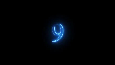 Neon number 9 animated video Stock Footage 294532108