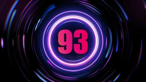 Neon number 93 animated display with glowing circles Stock Footage 337311202