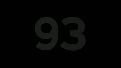 Neon number 93 ninety three sign symbol modern animation motion graphics Stock Footage 287422573