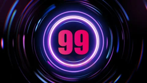 Neon number 99 animation with glowing circles Stock Footage 337611720