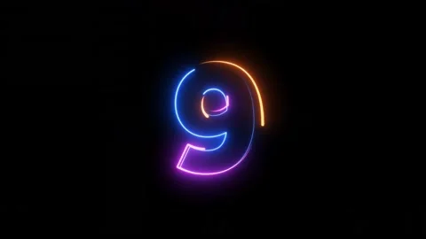 Neon Number Countdown: 10 to 0 on Black Background 動画素材 339269097