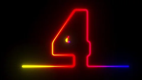 Neon number four on dark background. 3D illustration Stock Footage 276905758