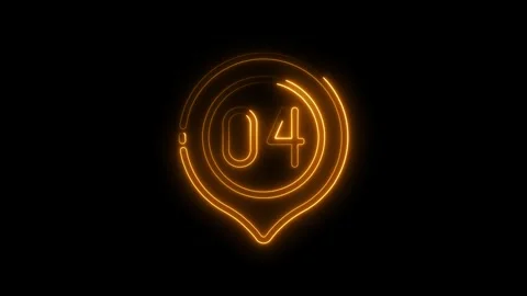 Neon number four pin pointer glowing light effect isolated on black backgro.. Stock Footage 308459906