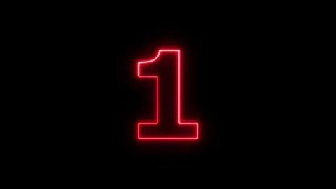 Neon number one animation red glowing light digital countdown footage. Vídeos de archivo 337444006