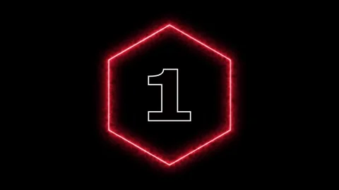 Neon number one inside red glowing shape Stock Footage 328385879