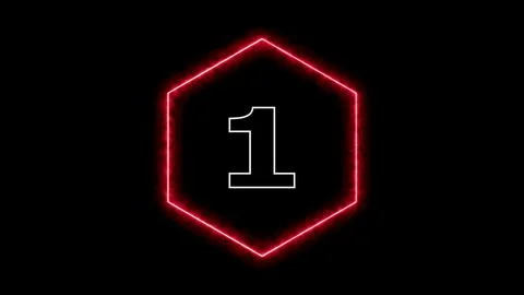 Neon number one inside red glowing frame Illustrazione stock