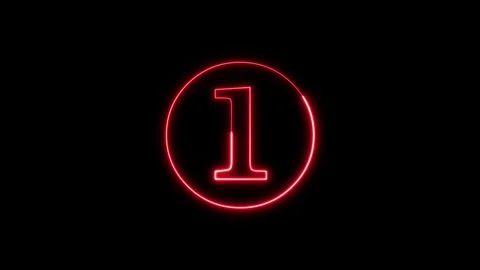 Neon number one sign glows brightly on black background. Video stock 337330840