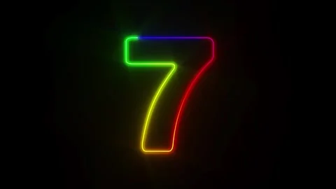 Neon number seven on dark background. 3D illustration 스톡 동영상 276722369