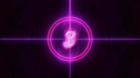 Neon Number Three in Circular Target Design Illustrazione stock