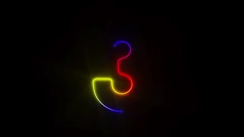 Neon number three on dark background. 3D illustration Stock Footage 276820216