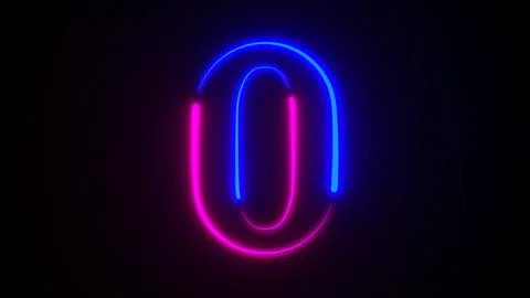 Neon number zero on dark background. 3D illustration Stock-Illustration