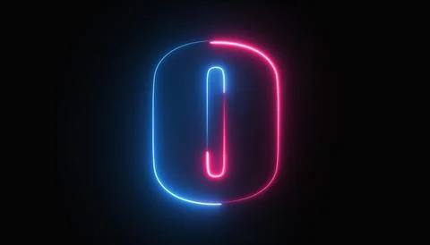 Neon number zero, number 0, the best digital symbol, Alphabet made from Neo.. Stock Photos