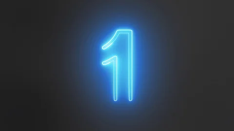 Neon Numbers Blue 1 Video stock 104740833