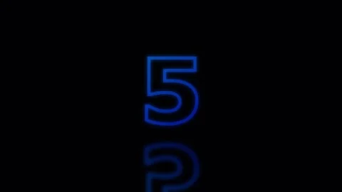 Neon Numbers Countdown Dimming on Black Background with Reflections Stock Footage 342432192