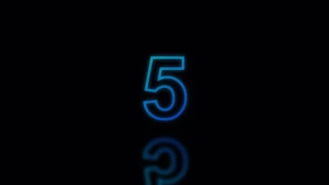 Neon Numbers Counting Down Against Black Background with Subtle Reflection Stock Footage 342432198