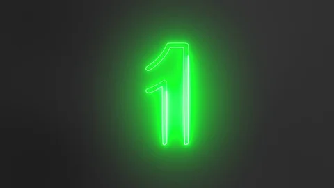 Neon Numbers Green 1 Video stock 104741582