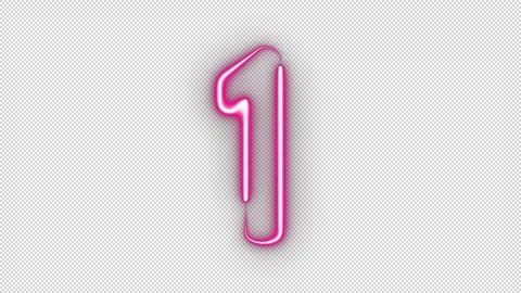 Neon numbers one glowing on an alpha channel background. Stock Footage 144009561