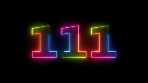 Neon numbers one one one in bright colors Illustrazione stock
