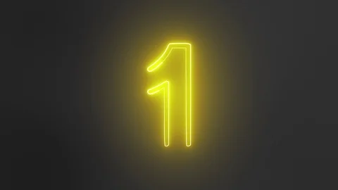 Neon Numbers Yellow 1 Video stock 104743496