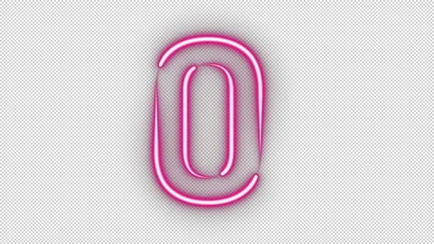 Neon numbers zero glowing on an alpha channel background. Stock Footage 144009519