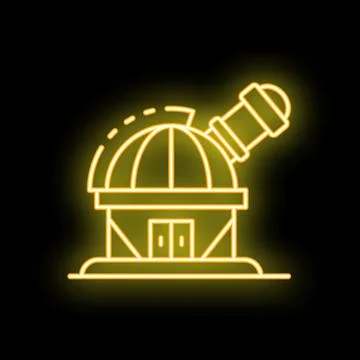 Neon observatory building exploring cosmos and celestial objects イラスト素材
